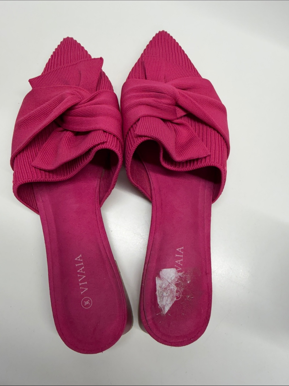 Vivaia Yaffa Pro Pointed Toe Knot Sandals Mules Slip On Kitten Heels Pink 10.5 - Picture 5 of 9